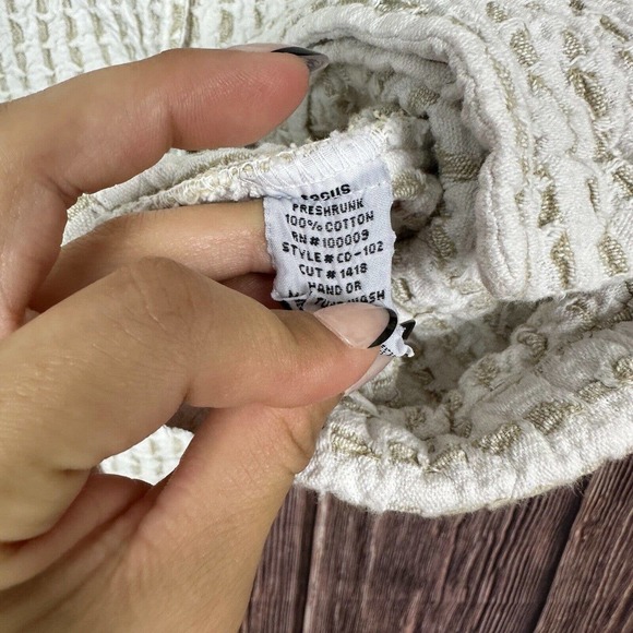 Focus Waffle Weave Button Front Top Womens Size XL Ivory Lagenlook Pockets - Picture 6 of 6